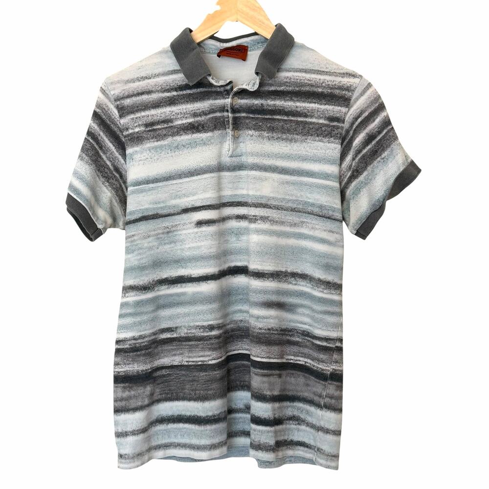 MISSONI Men's Space-Dyed Striped Short Sleeve Polo Shirt, Size IT 54/Large